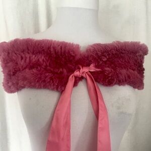 Real Knit Fur Wrap / Collar – Pink – Vintage Style